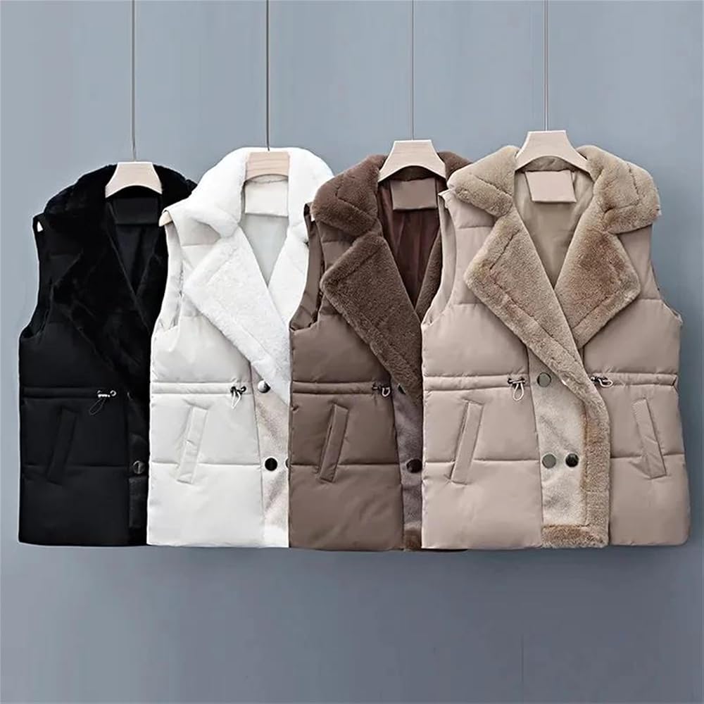 Women's Slim Fit Sleeveless Vest Turndown Collar Quilted